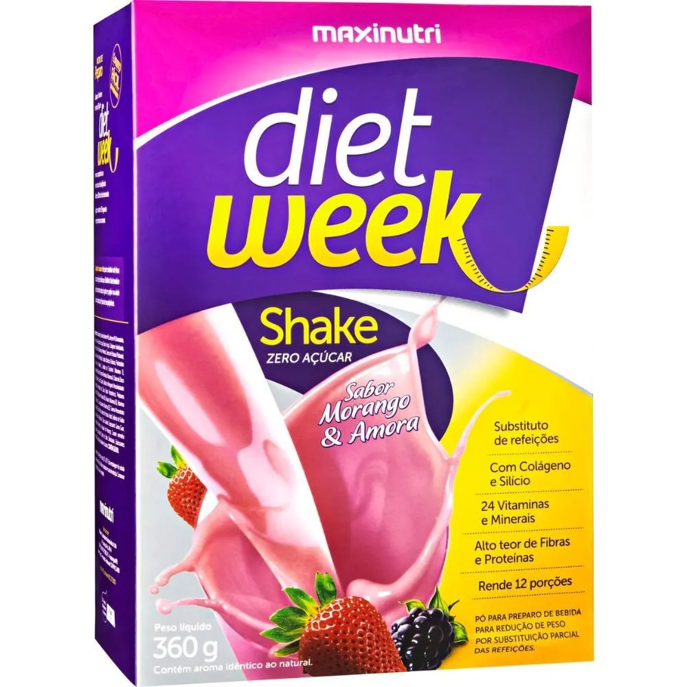 Diet Week Shake 360g - Morango e Amora — | Farmácia Resyla