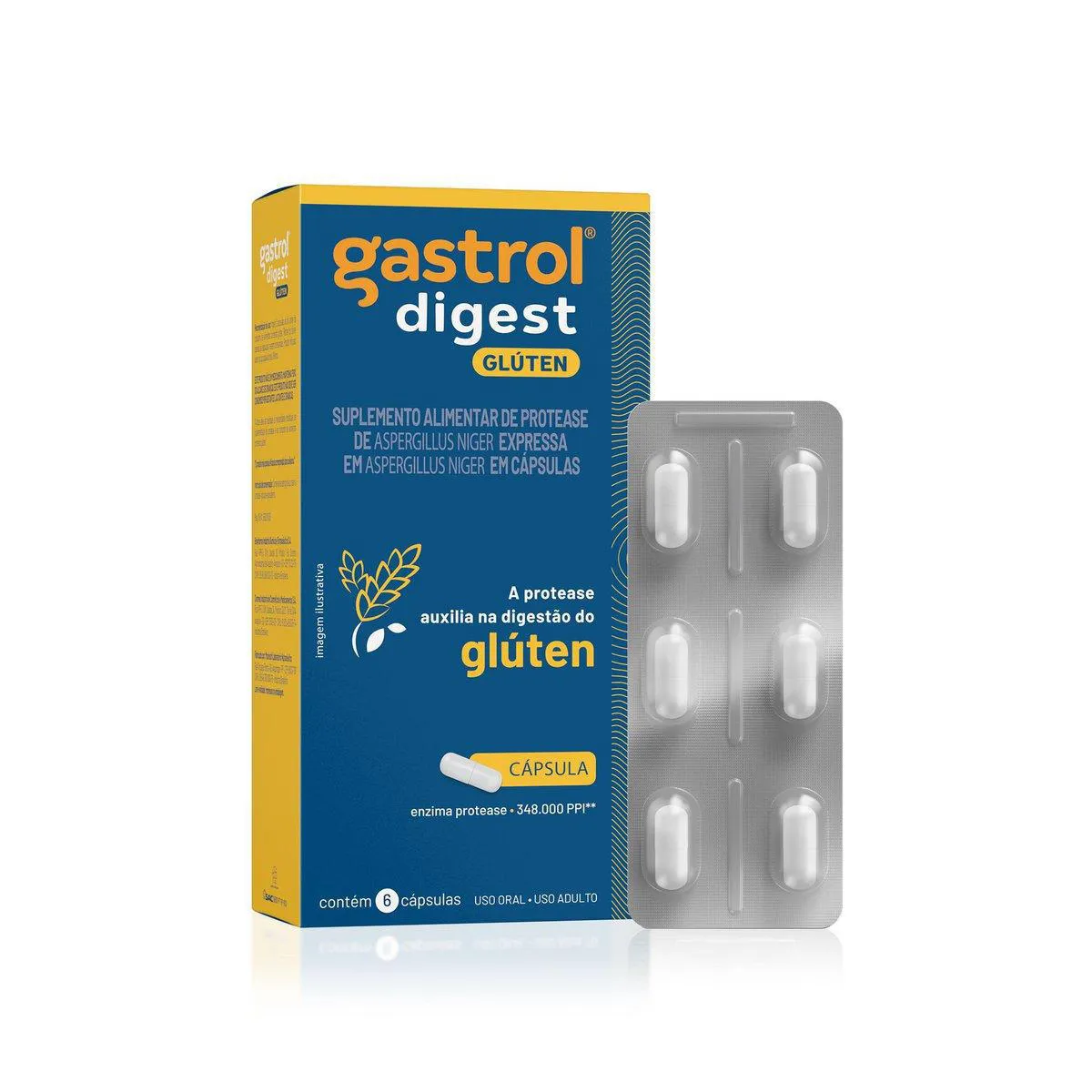 Enzima Digestiva Protease Gastrol Digest Glúten 6 Cápsulas — | Farmácia Resyla