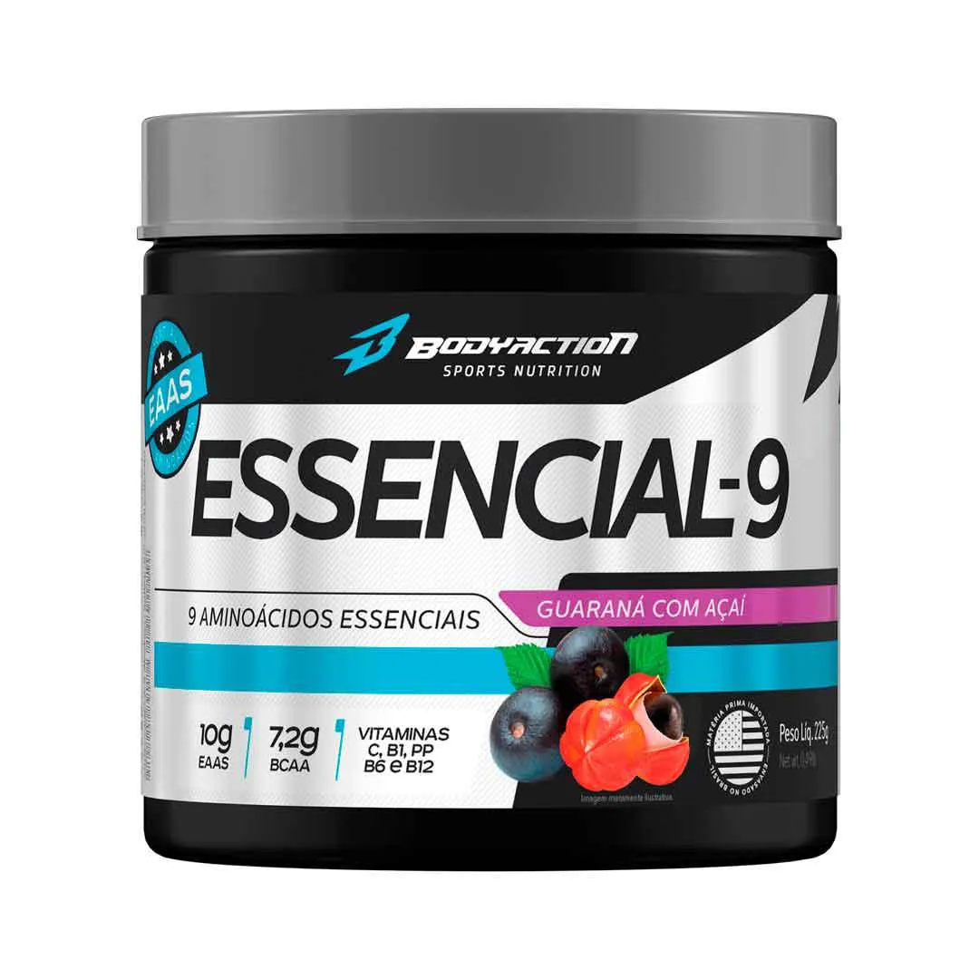 Essencial 9 - Super Combinação 9 Aminoácidos Essenciais - Pote 225g - Body Action - Sabor Guaraná com Açaí 225 G Guarana C Acai — | Farmácia Resyla