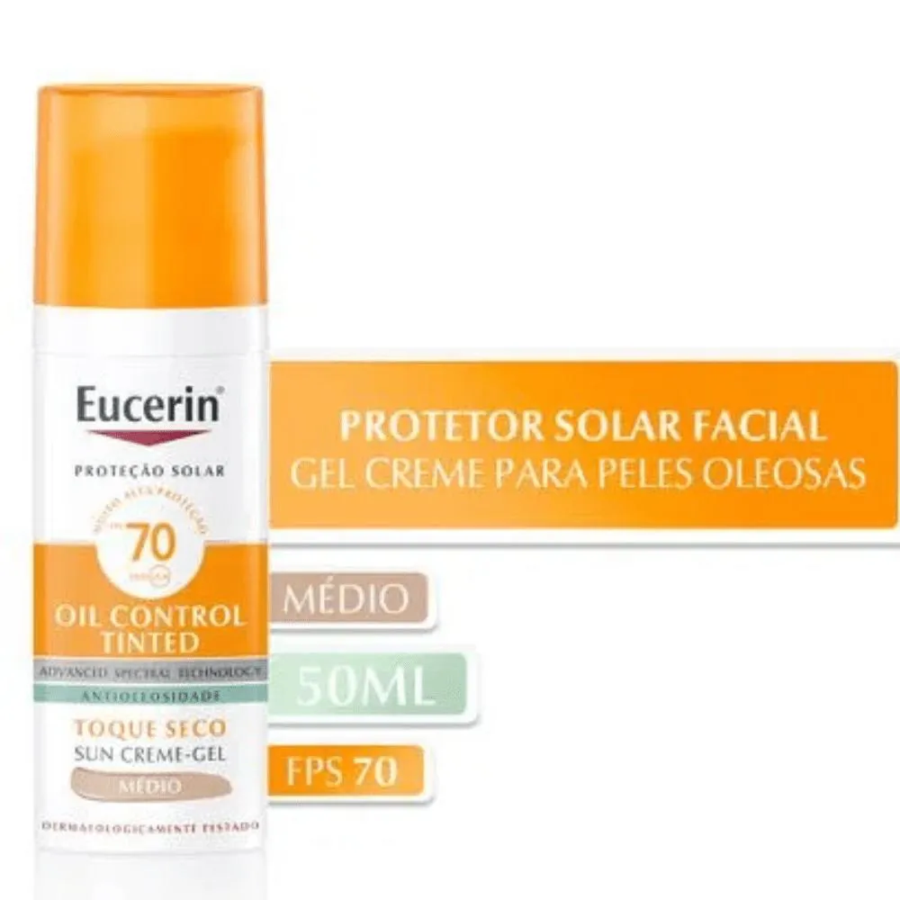 Eucerin Sun Oil Control Tinted Médio Fps70 50g — Eucerin | Farmácia Resyla