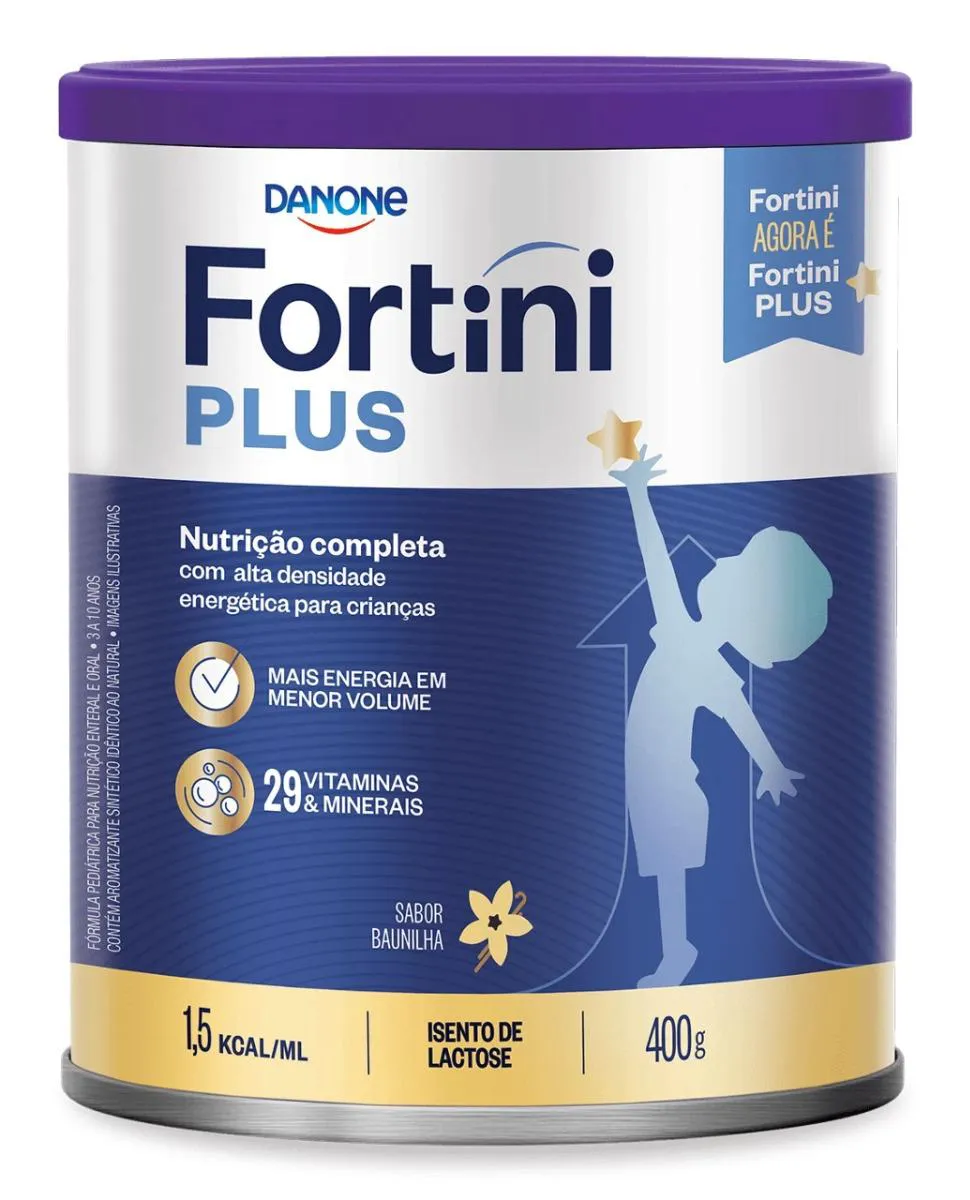 Fórmula Infantil Fortini Plus Danone sem Lactose Baunilha 3 a 10 Anos 400g — Fortini | Farmácia Resyla