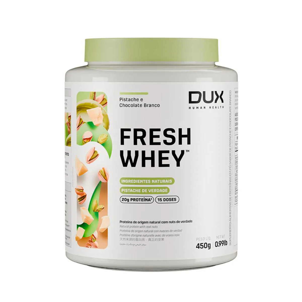 Fresh Whey Dux Nutrition Pistache e Chocolate Branco 450g — Dux Nutrition | Farmácia Resyla