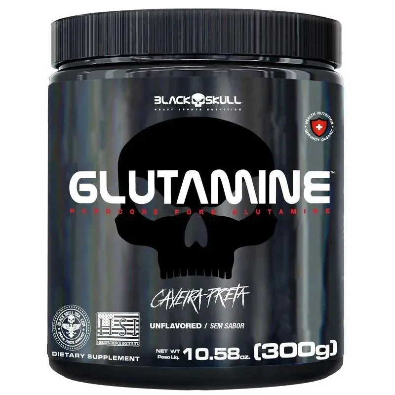Glutamine Caveira Preta (300g) - Sabor: sem Sabor — Glutamine | Farmácia Resyla