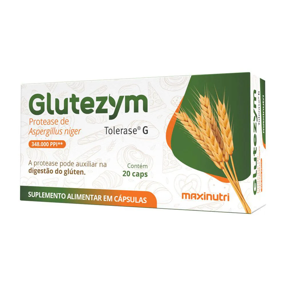 Glutezym Auxilia Na Digestão do Glúten 20 Cápsulas Maxinutri — Maxinutri | Farmácia Resyla