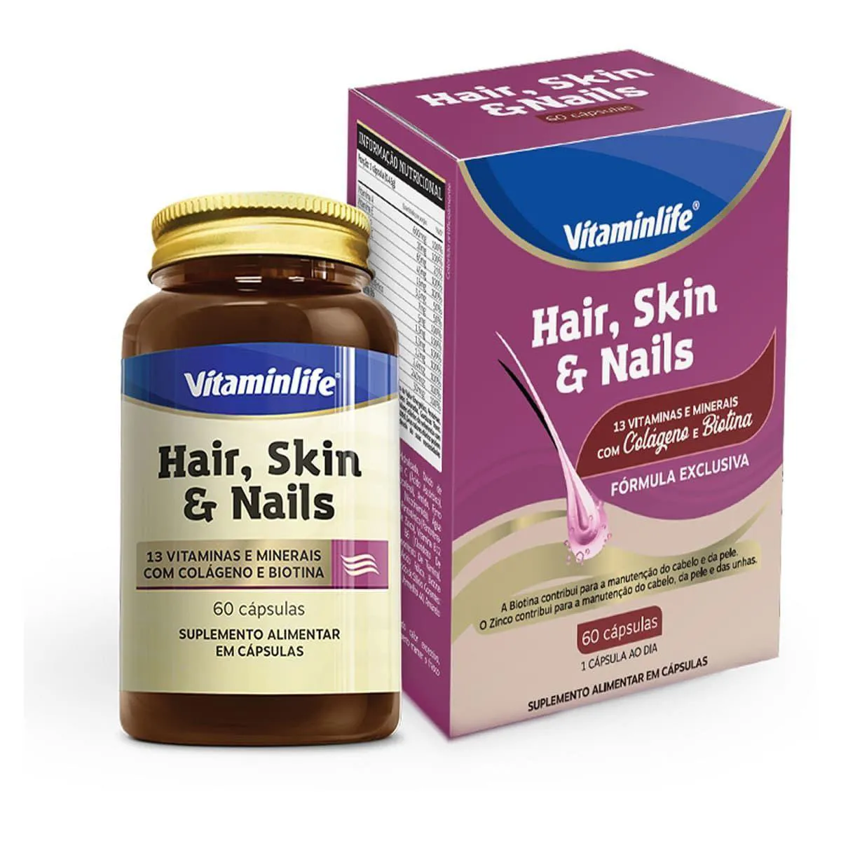 Hair, Skin e Nails Com Colágeno e Biotina - 60 Cápsulas - Vitaminlife — Vitaminlife | Farmácia Resyla