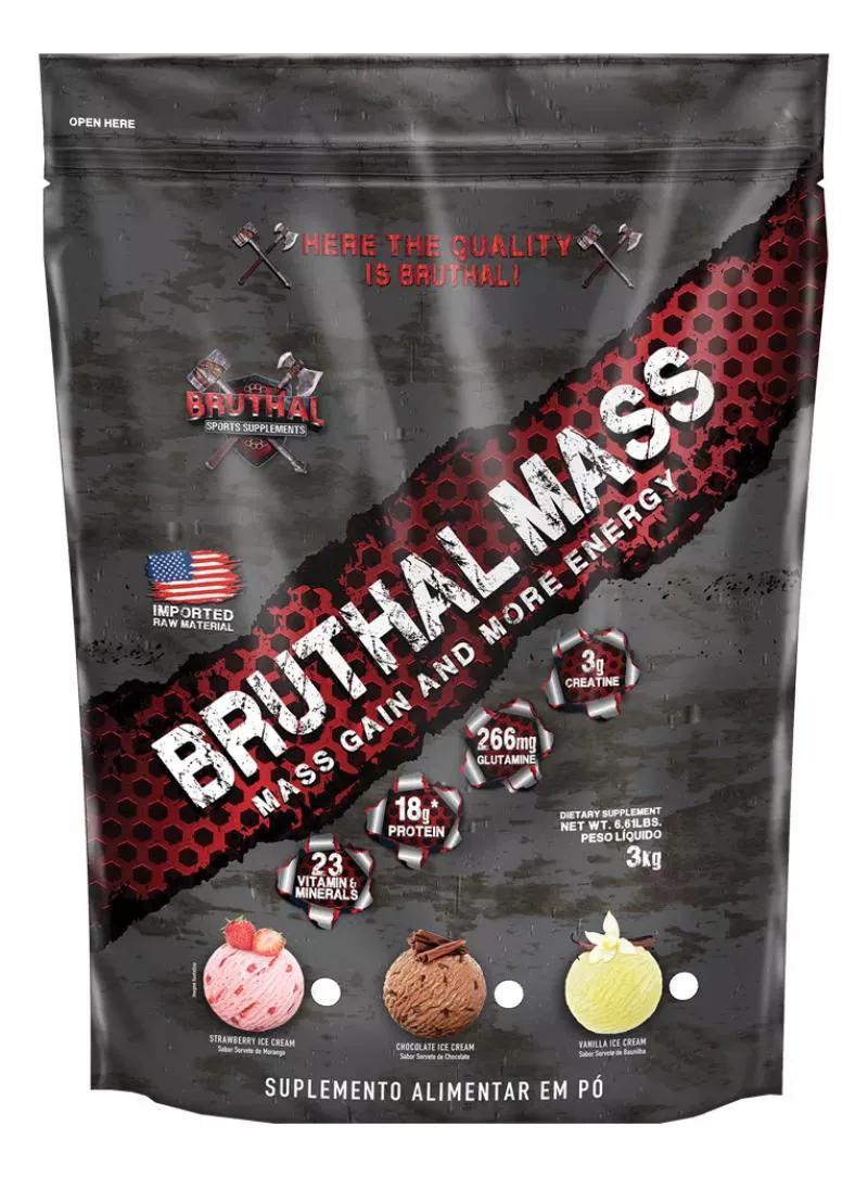 Hipercalórico Bruthal Mass 3kg Grow Thisoldie - Bruthal Sports Supplements - Sabor Gelado de Baunilha 3 Kg — | Farmácia Resyla