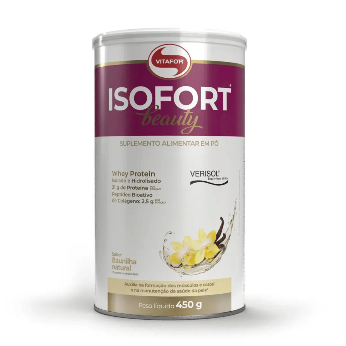 Isofort Beauty 450G Whey Protein Isolado Hidrolisado Vitafor Baunilha — Vitafor | Farmácia Resyla