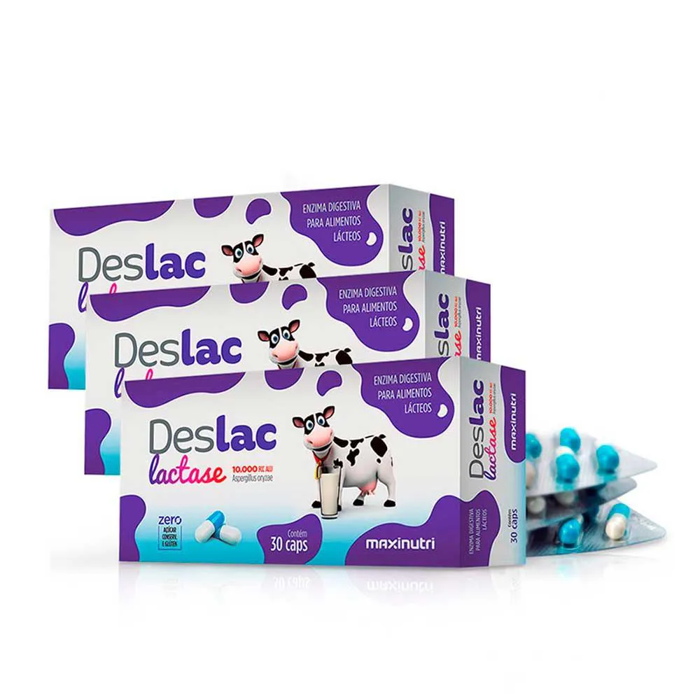 Kit 03 Deslac Lactase 10.000 Fcc 30 Cápsulas Maxinutri — Maxinutri | Farmácia Resyla