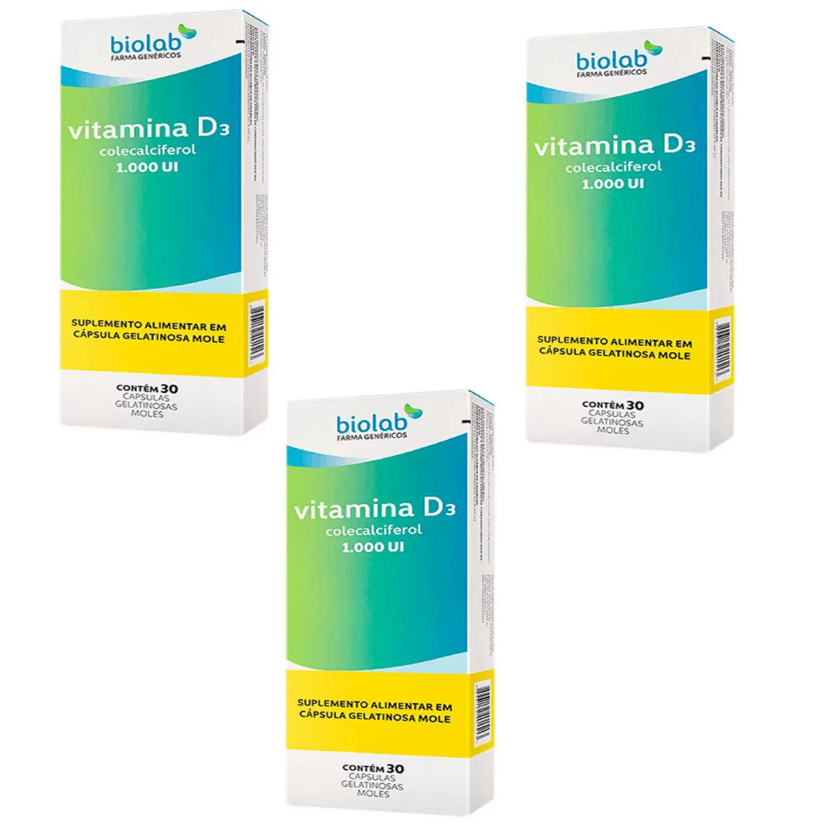Kit 03 Vitamina D3 1.000ui Colecalciferol 30 Cáps - Biolab — Biolab | Farmácia Resyla