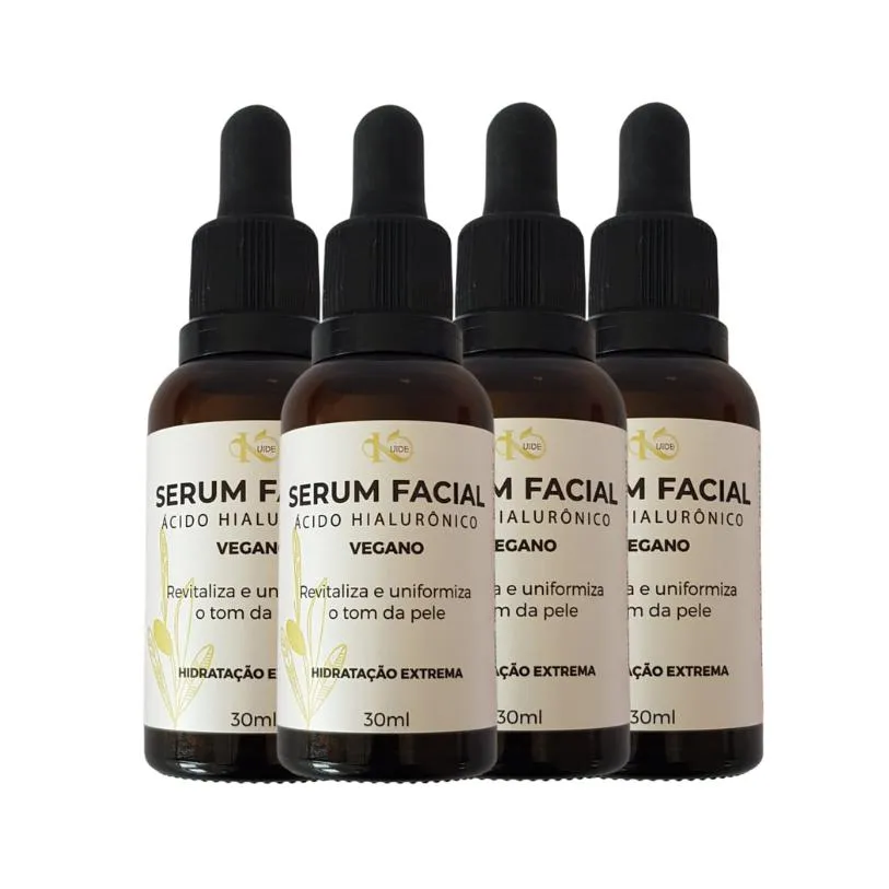 Kit 04 Sérum Facial Vegano Ácido Hialurônico 30Ml Kuide — Kuide | Farmácia Resyla