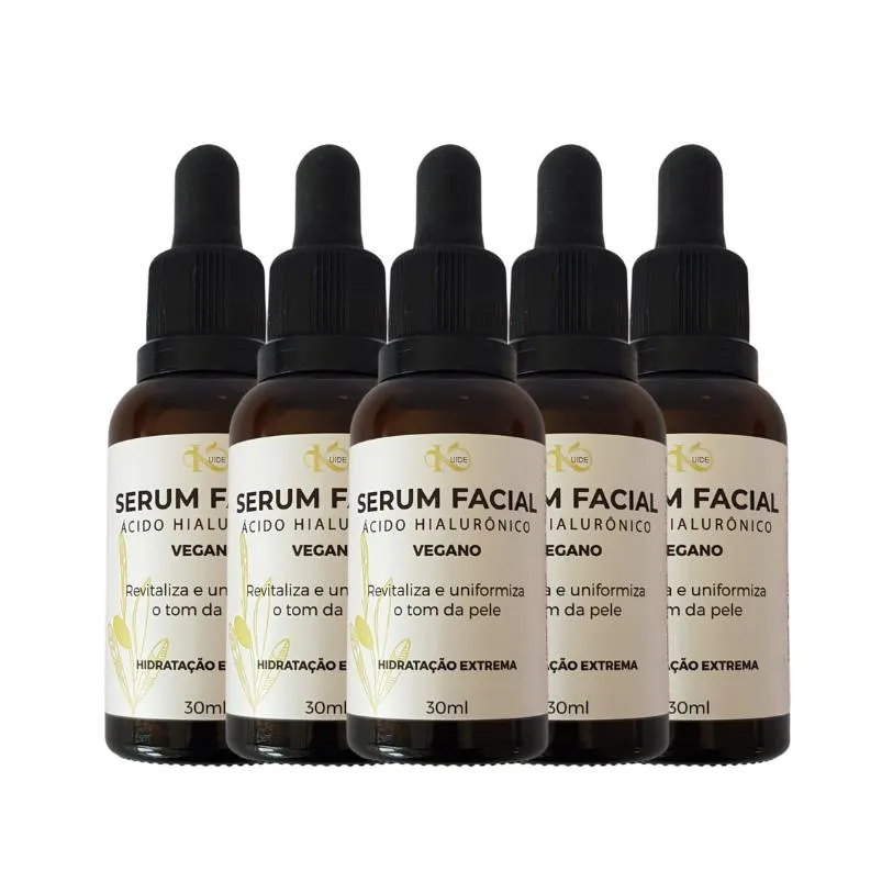 Kit 05 Sérum Facial Vegano Ácido Hialurônico 30Ml Kuide — Kuide | Farmácia Resyla