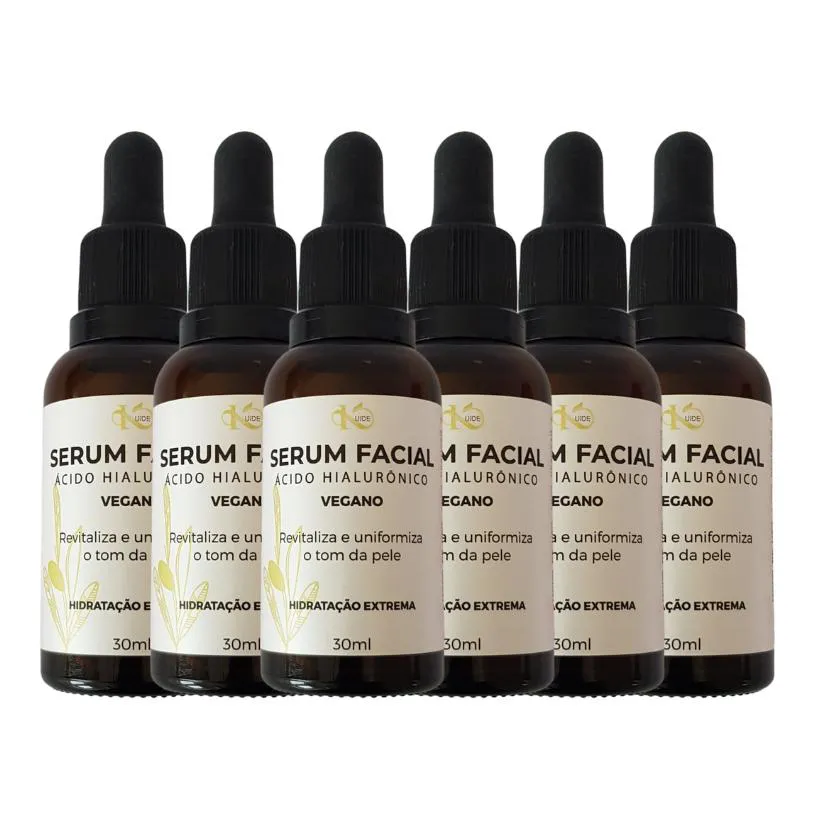 Kit 06 Sérum Facial Vegano Ácido Hialurônico 30ml Kuide — Kuide | Farmácia Resyla