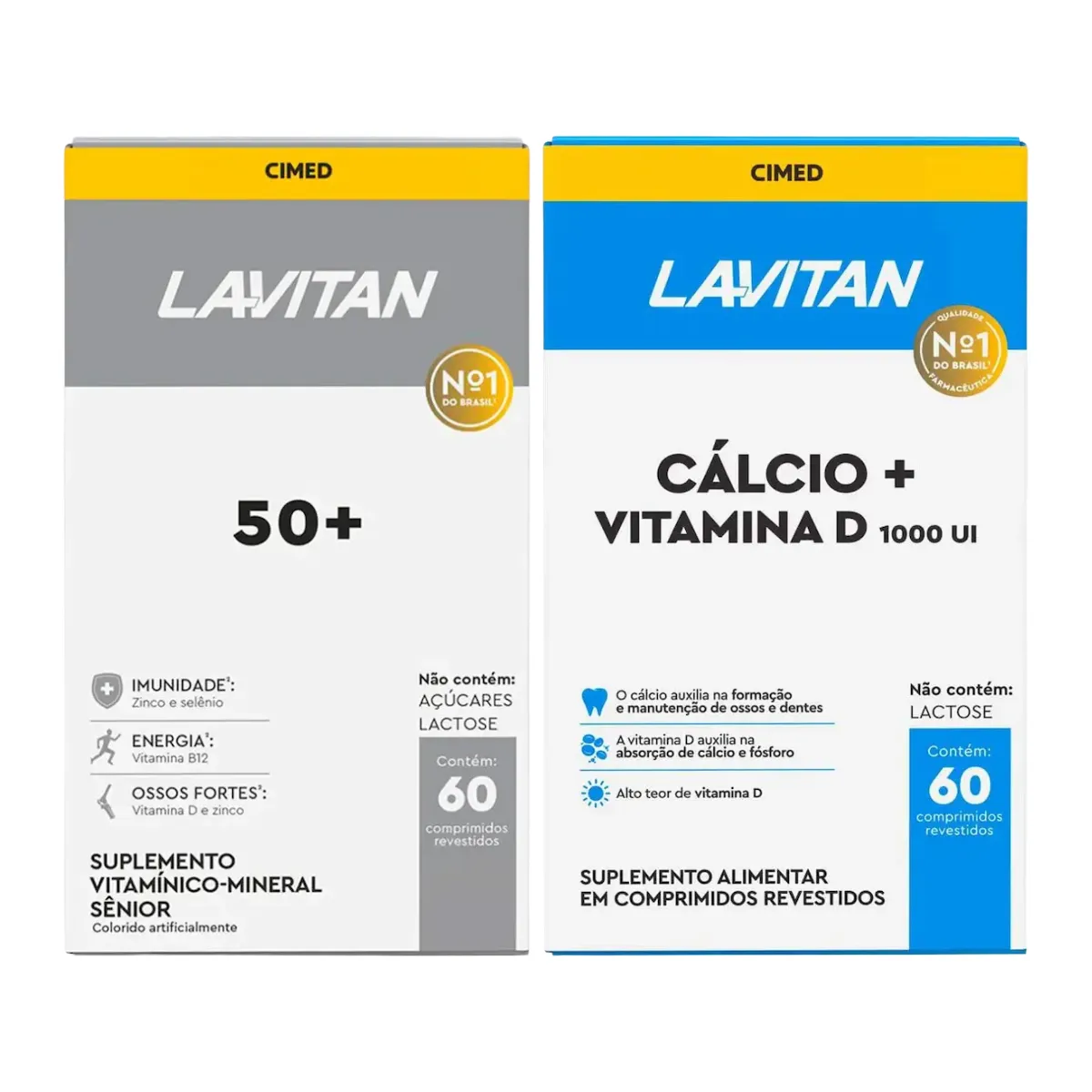 Kit 1 Polivitamínico Lavitan 50+ 60 comprimidos + 1 Cálcio + Vitamina D 1000UI Lavitan 60 comprimidos — Lavitan | Farmácia Resyla