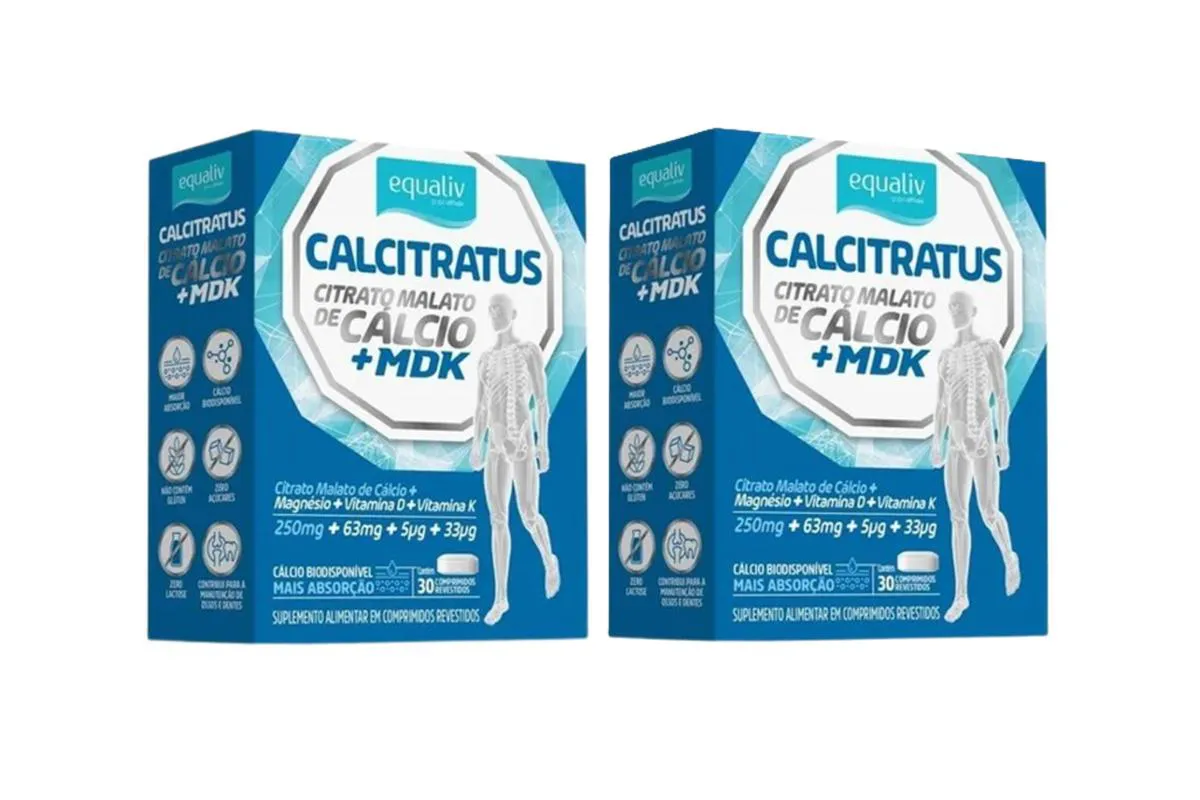 KIT 2 CALCITRATUS + MDK CITRATO MALATO CáLCIO EQUALIV 30CáP — Equaliv | Farmácia Resyla