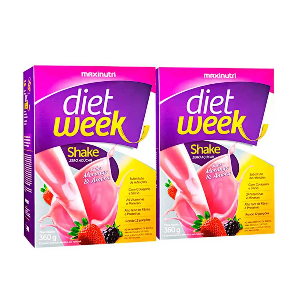 Kit 2 Diet Week Shake Morango e Amora 360g Maxinutri — Maxinutri | Farmácia Resyla