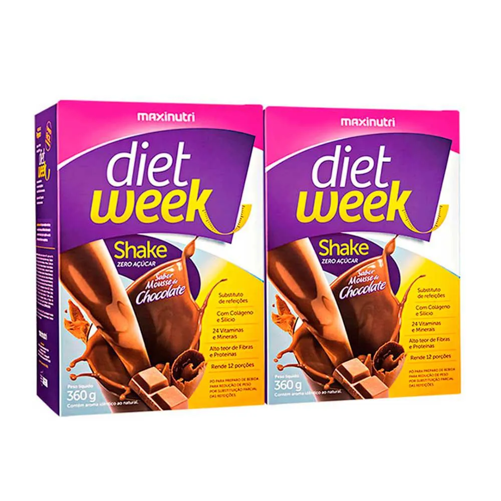 Kit 2 Diet Week Shake Mousse de Chocolate 360g Maxinutri — Maxinutri | Farmácia Resyla
