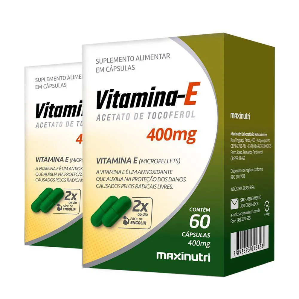Kit 2 Vitamina e 400Mg Maxinutri 60 Cápsulas — Maxinutri | Farmácia Resyla