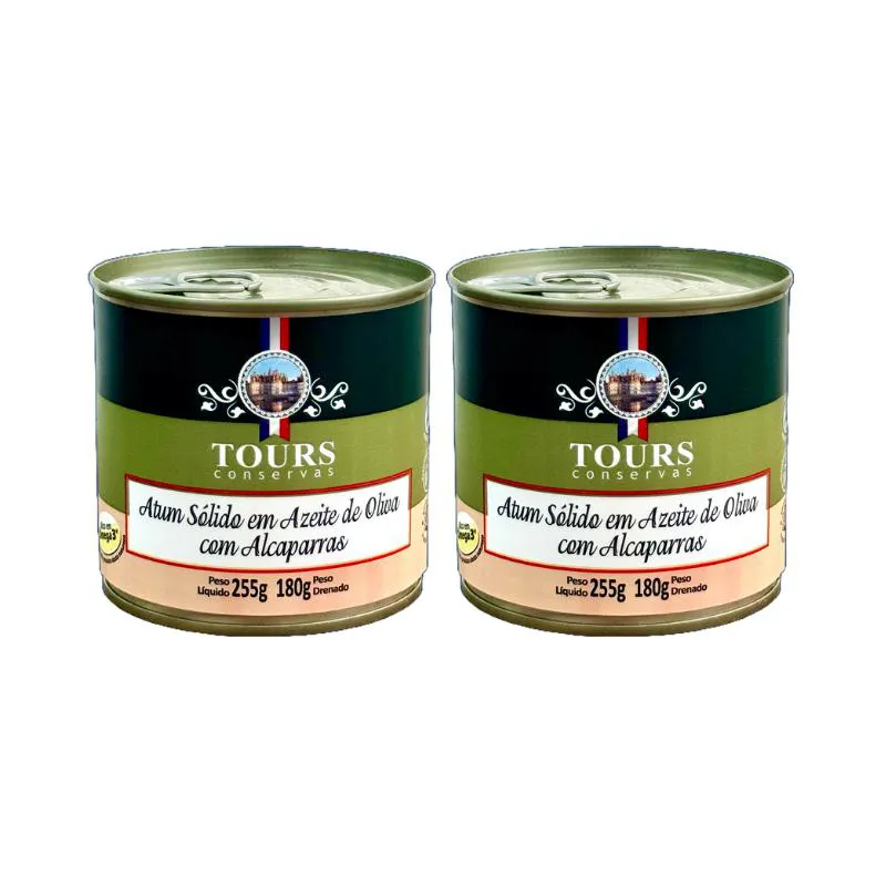 Kit 2x: Atum Sólido com Alcaparras em Azeite Tours 255g — | Farmácia Resyla