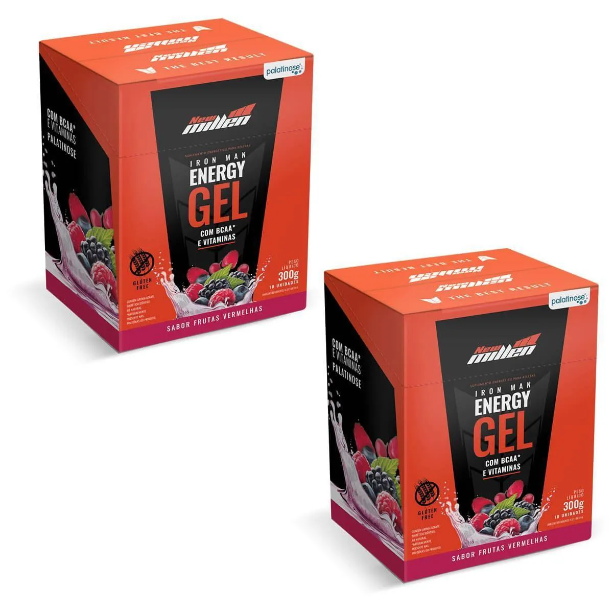 Kit 2X Iron Man Instant Energy Gel - 10 Unidades 30G Frutas Vermelhas - New Millen — New Millen | Farmácia Resyla