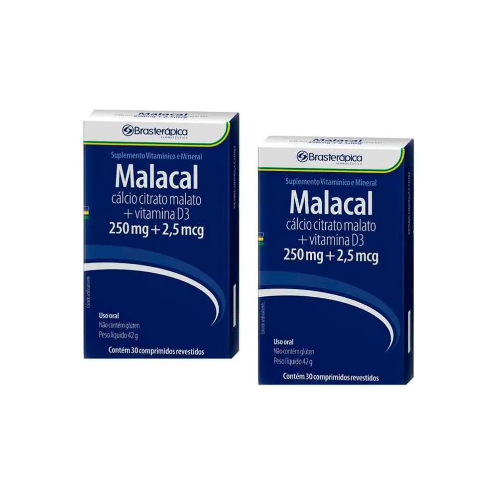 Kit 2x Malacal 250/2 905 Mg 30 Cp Calcio Vit D3 Brasterapica — | Farmácia Resyla