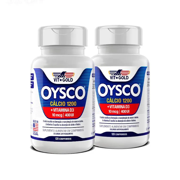 Kit 2x Oysco Cálcio 1200 mg + Vitamina D3 Vitgold 120 Comprimidos — | Farmácia Resyla