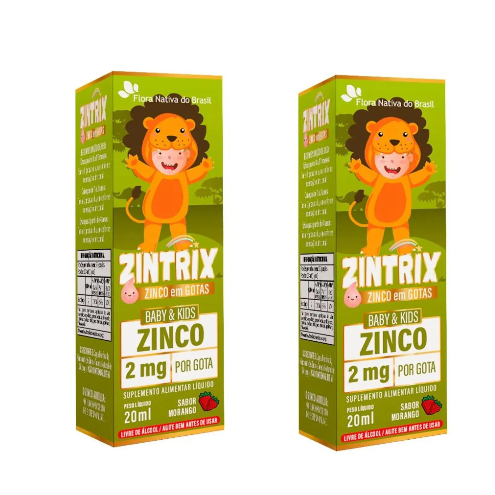 Kit 2x Zintrix (zinco Infantil) 20ml - Flora Nativa Sabor:morango — | Farmácia Resyla