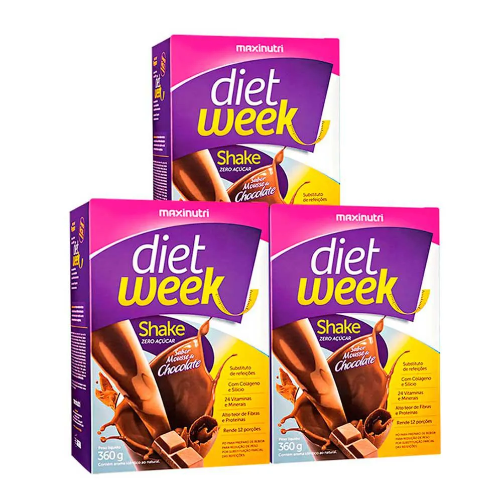 Kit 3 Diet Week Shake Mousse de Chocolate 360g Maxinutri — Maxinutri | Farmácia Resyla