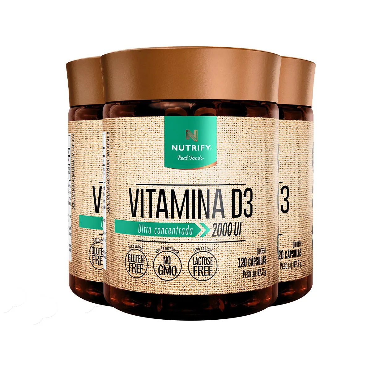 Kit 3 Vitamina D3 2000 Ui Nutrify 120 Cápsulas — Nutrify | Farmácia Resyla