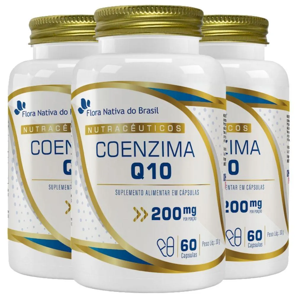 Kit 3x Coenzima Q10 200mg 60 cápsulas - Flora Nativa — | Farmácia Resyla
