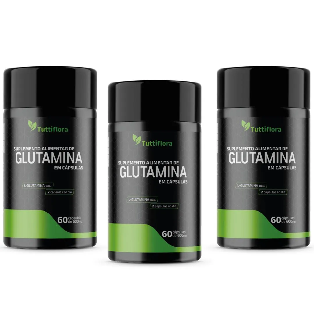 Kit 3x L-glutamina 600mg 60 cápsulas Tuttiflora — | Farmácia Resyla