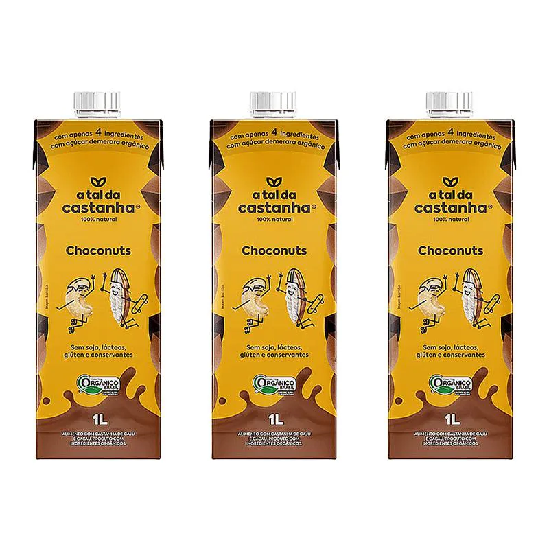 Kit 3x: Leite Vegetal Choconuts Orgânico a Tal da Castanha 1l — | Farmácia Resyla