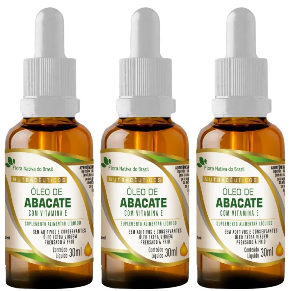 Kit 3x Óleo de Abacate com Vitamina e em Gotas 30ml - Flora Nativa — | Farmácia Resyla
