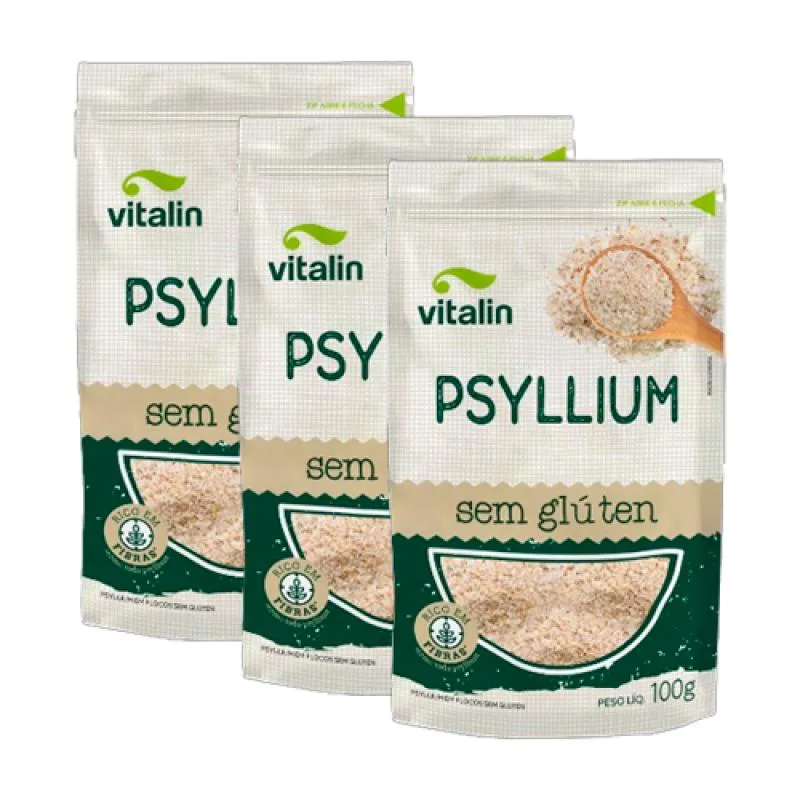 Kit 3x: Psyllium Sem Glúten Vitalin 100g — | Farmácia Resyla