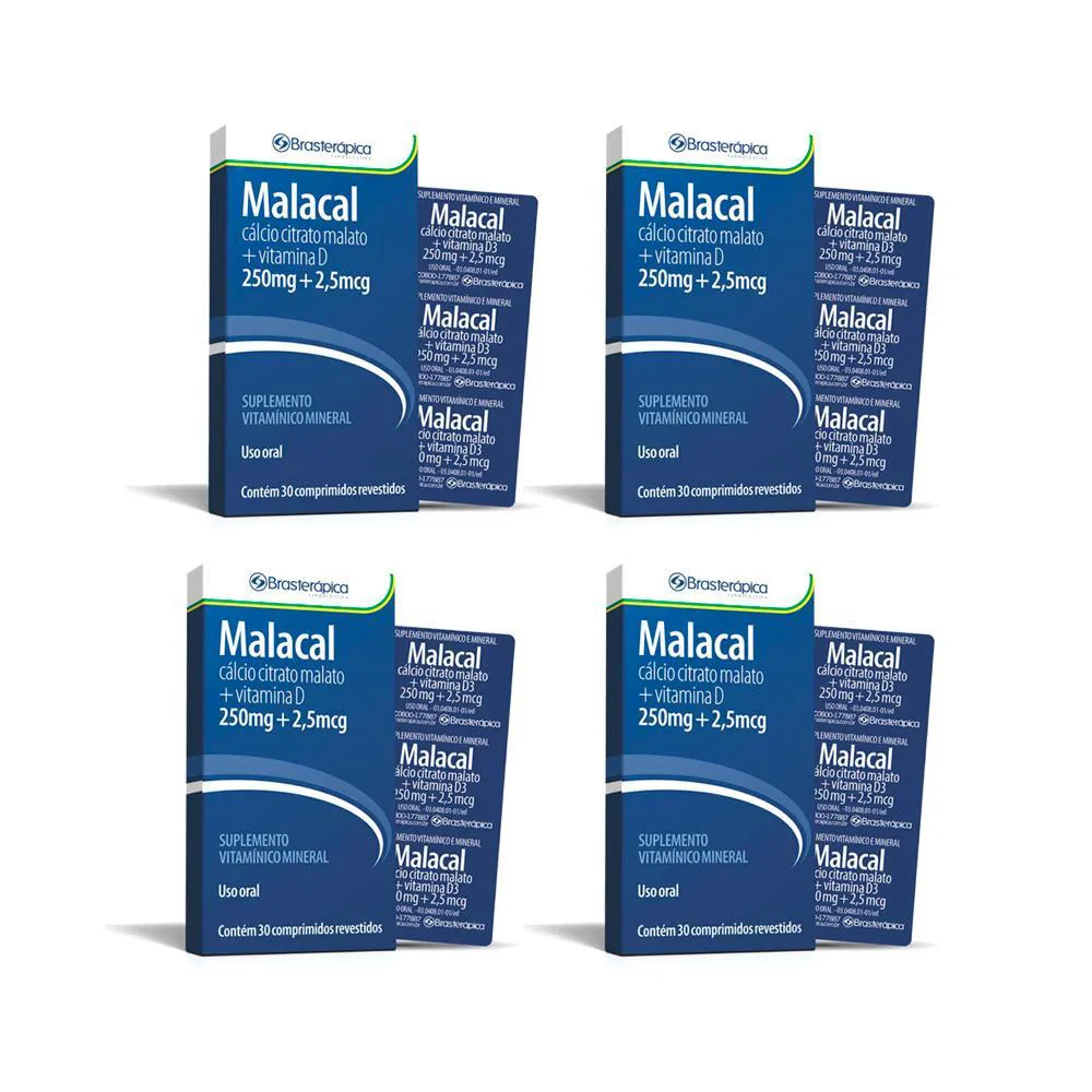 Kit 4 Malacal 250/2 905 Mg 30 Cp Calcio Vit D3 Brasterapica — | Farmácia Resyla