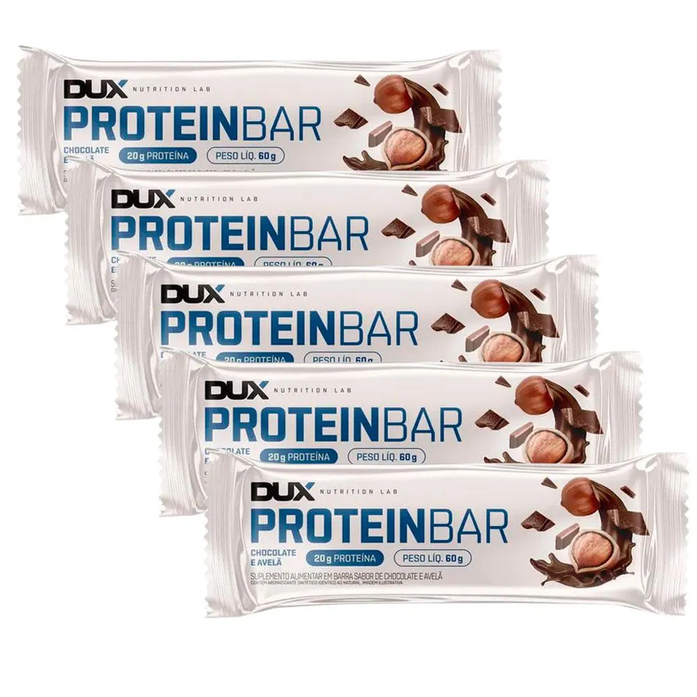 Kit 5x Protein Bar - 60g Cada - Dux Nutrition Chocolate e Avelã — Dux Nutrition | Farmácia Resyla