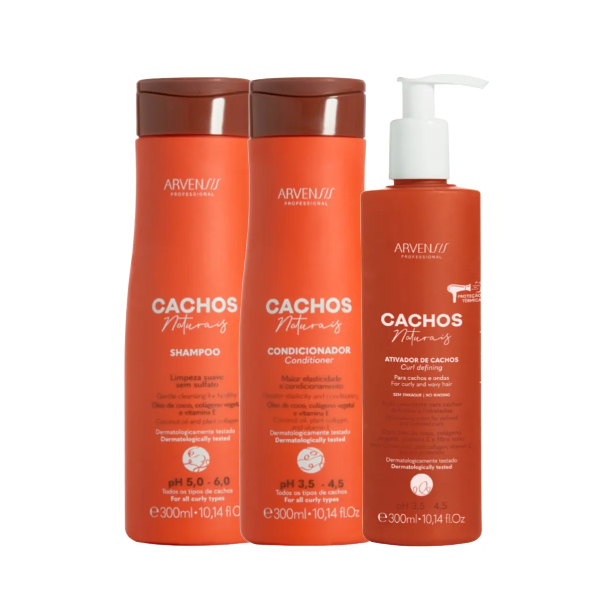Kit Arvensis Cachos Naturais Shampoo 300ml + Condicionador 300ml + Ativador de Cachos 300ml — Arvensis | Farmácia Resyla