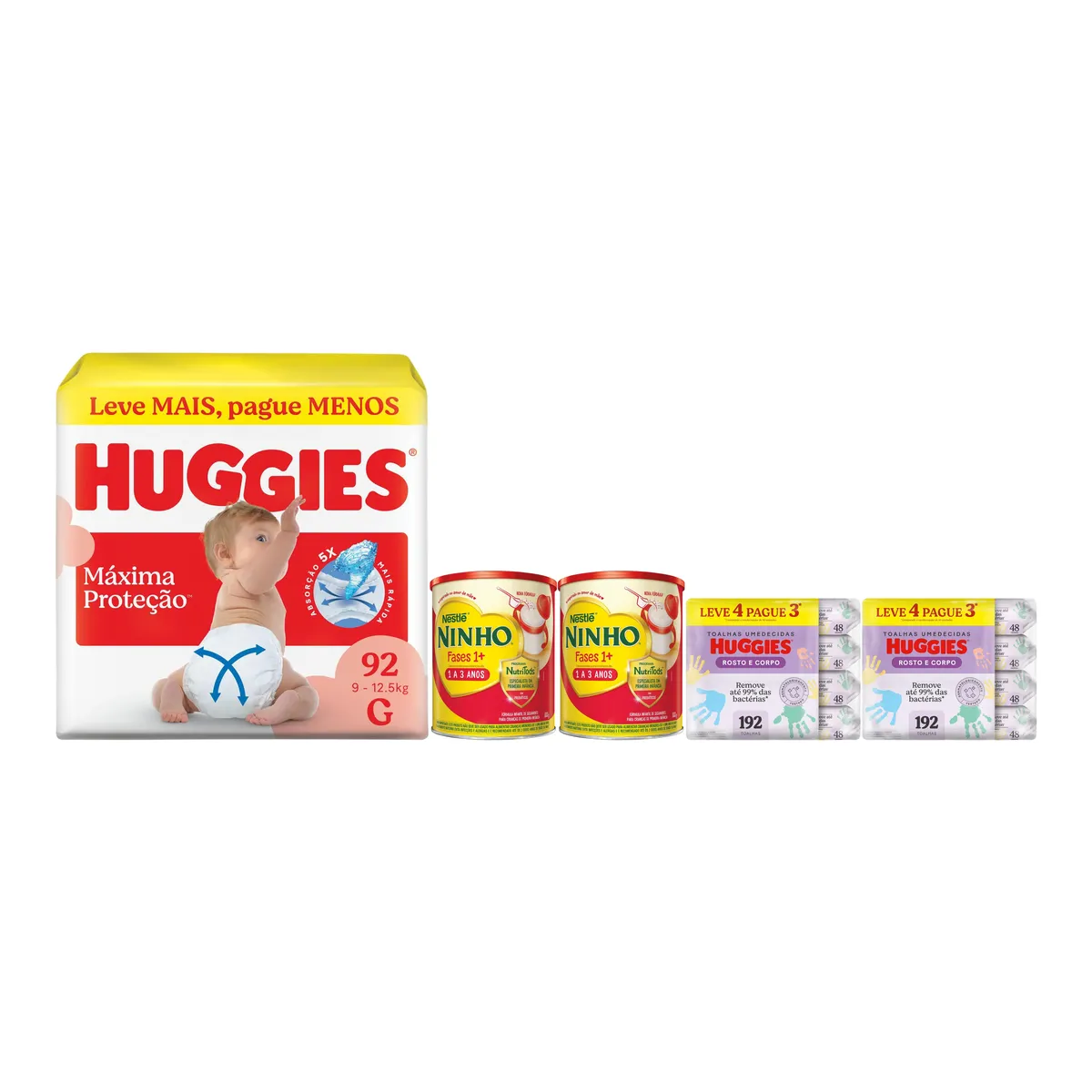 Kit Bebê Huggies Fralda G com Fórmula Infantil Ninho 1+ — Huggies | Farmácia Resyla