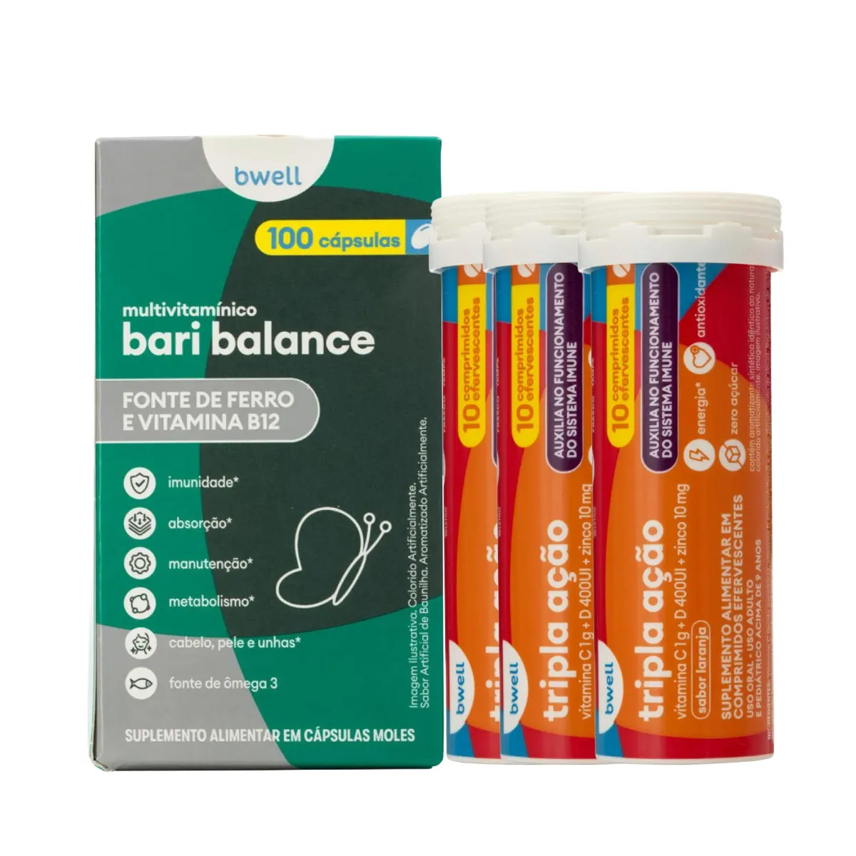 Kit Bwell Bari Balance 100 cápsulas + Vitamina C Tripla Ação 30 comprimidos — | Farmácia Resyla