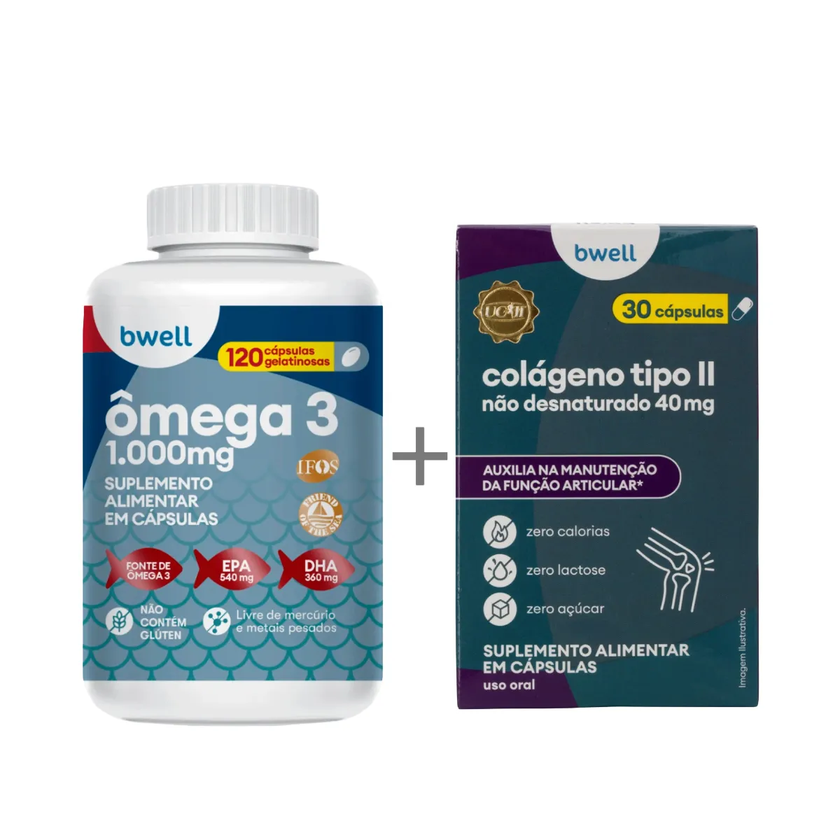 Kit Bwell Ômega 3 120 Cápsulas + Colágeno Tipo II Não Desnaturado 40mg 30 Cápsulas — Natura | Farmácia Resyla