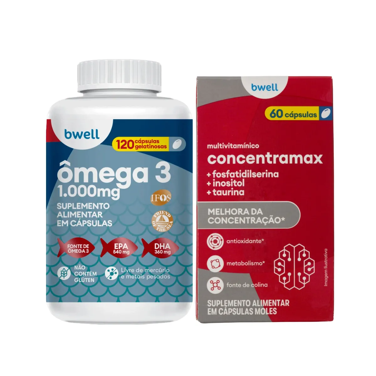 Kit Bwell Ômega 3 120 Cápsulas + Polivitamínico Concentramax 60 Cápsulas — | Farmácia Resyla