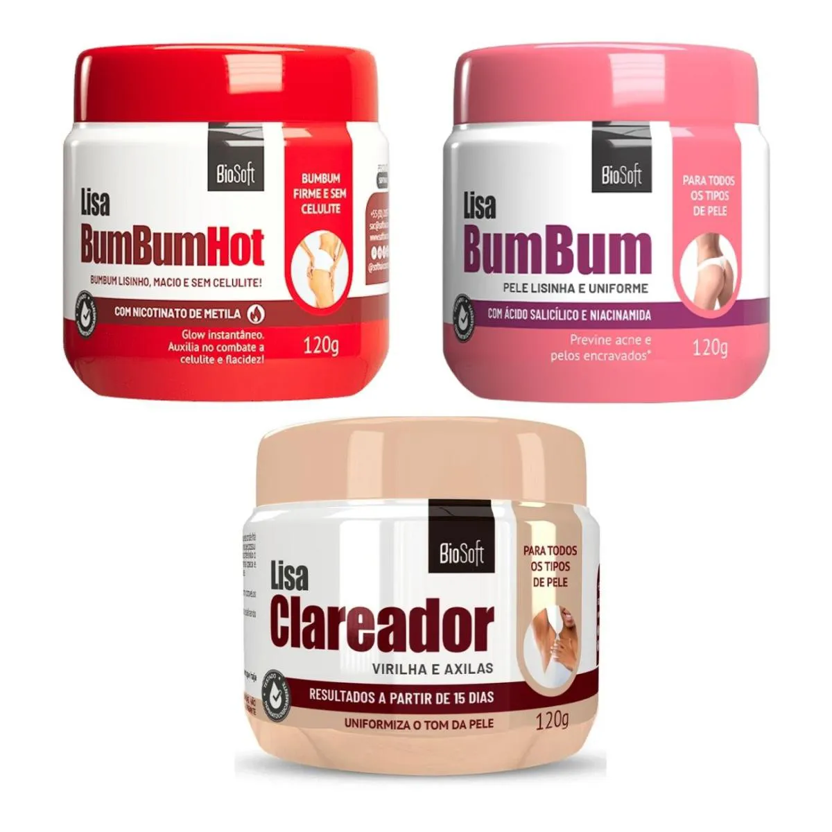 Kit Creme para o Bumbum Celulite Espinha e Clareador Mancha — | Farmácia Resyla