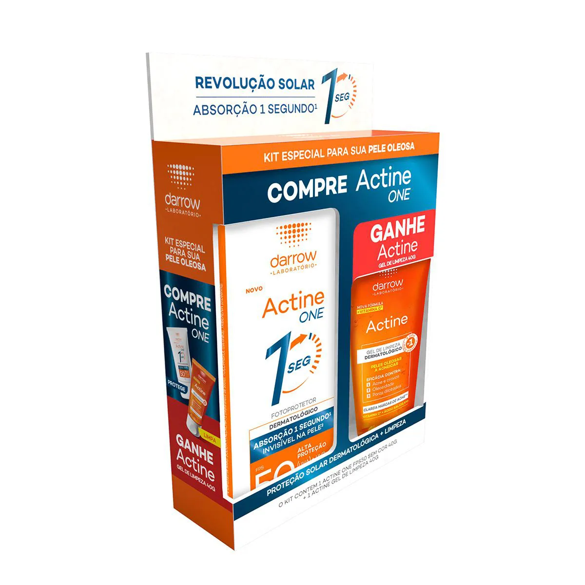 Kit Darrow Actine One Protetor Solar Facil FPS50 40g + Gel de Limpeza 40g — Darrow | Farmácia Resyla