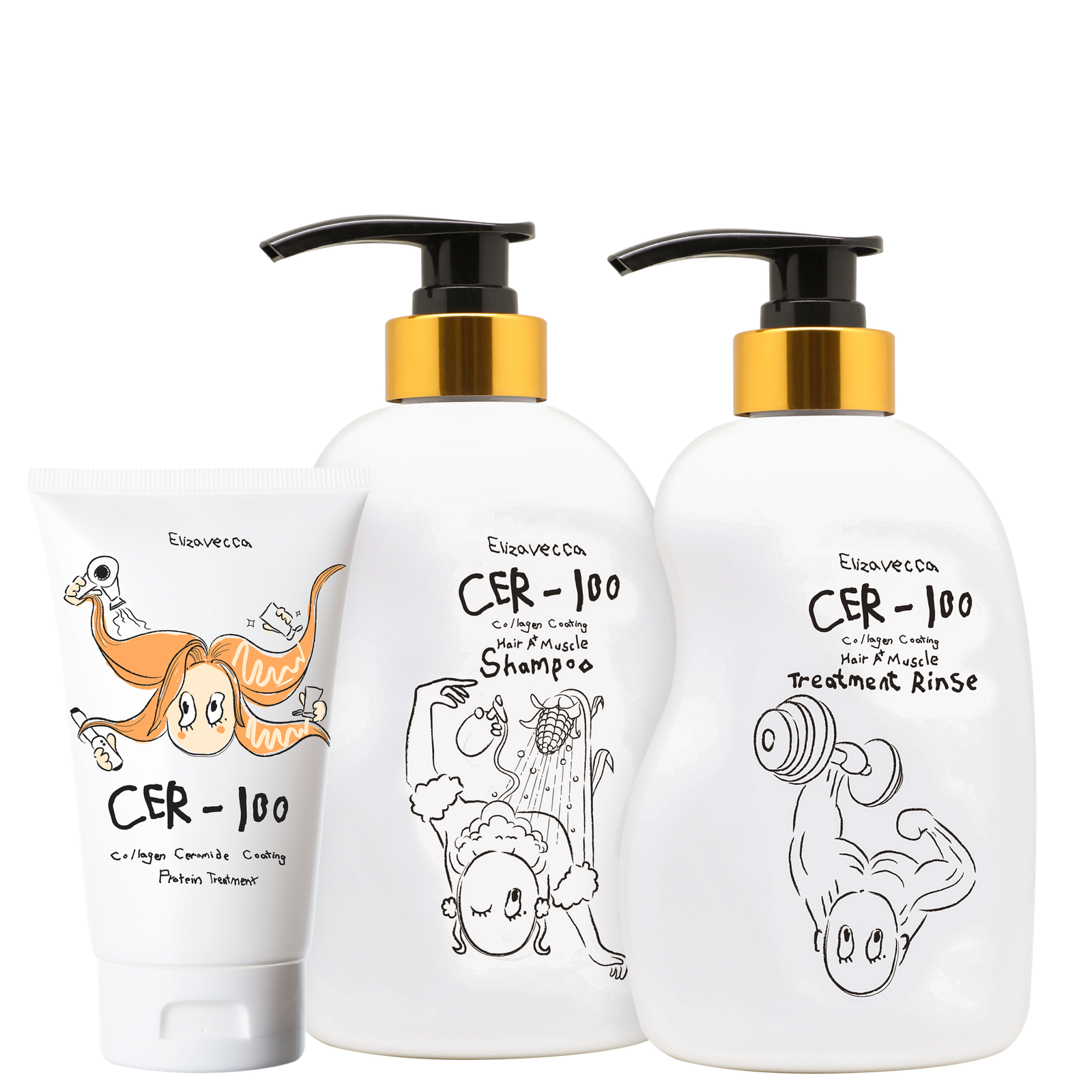 Kit Elizavecca CER-100 Collagen Coating Hair A+ Muscle + Ceramide Coating Protein Treatment (3 Produtos) — Olla | Farmácia Resyla