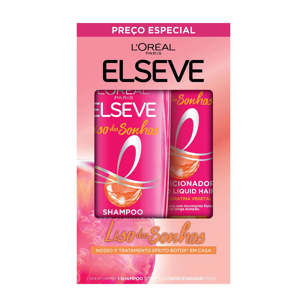 Kit Elseve Liso dos Sonhos Shampoo 375ml + Condicionador 170ml — Elseve | Farmácia Resyla