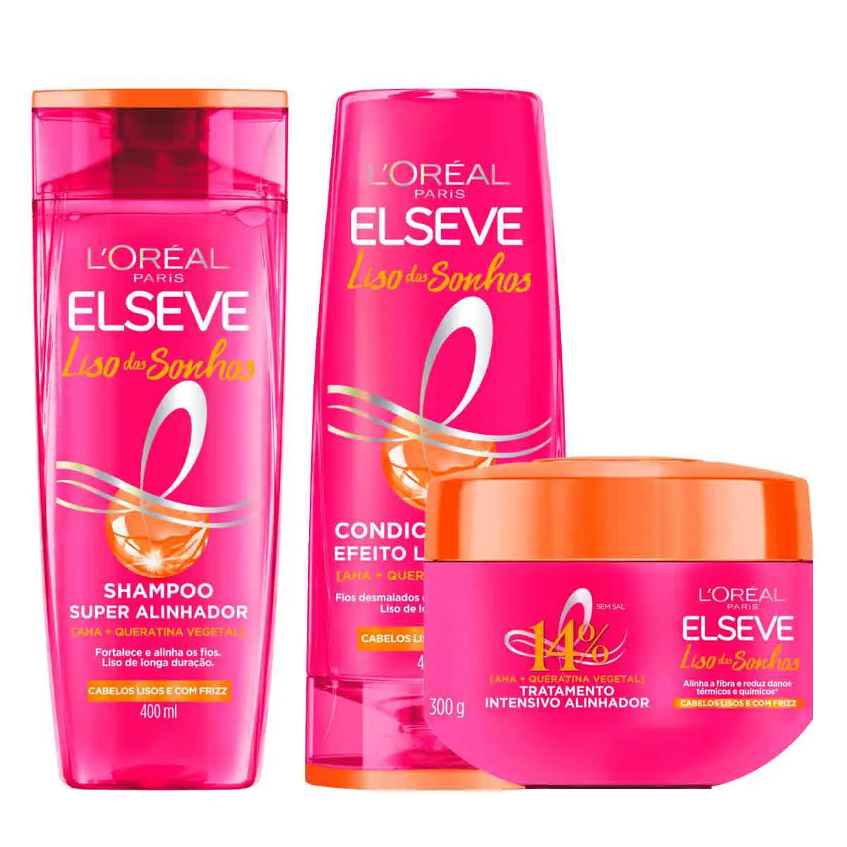 Kit Elseve Liso dos Sonhos Shampoo Super Alinhador + Condicionador + Creme de Tratamento Intensivo Alinhador — Elseve | Farmácia Resyla