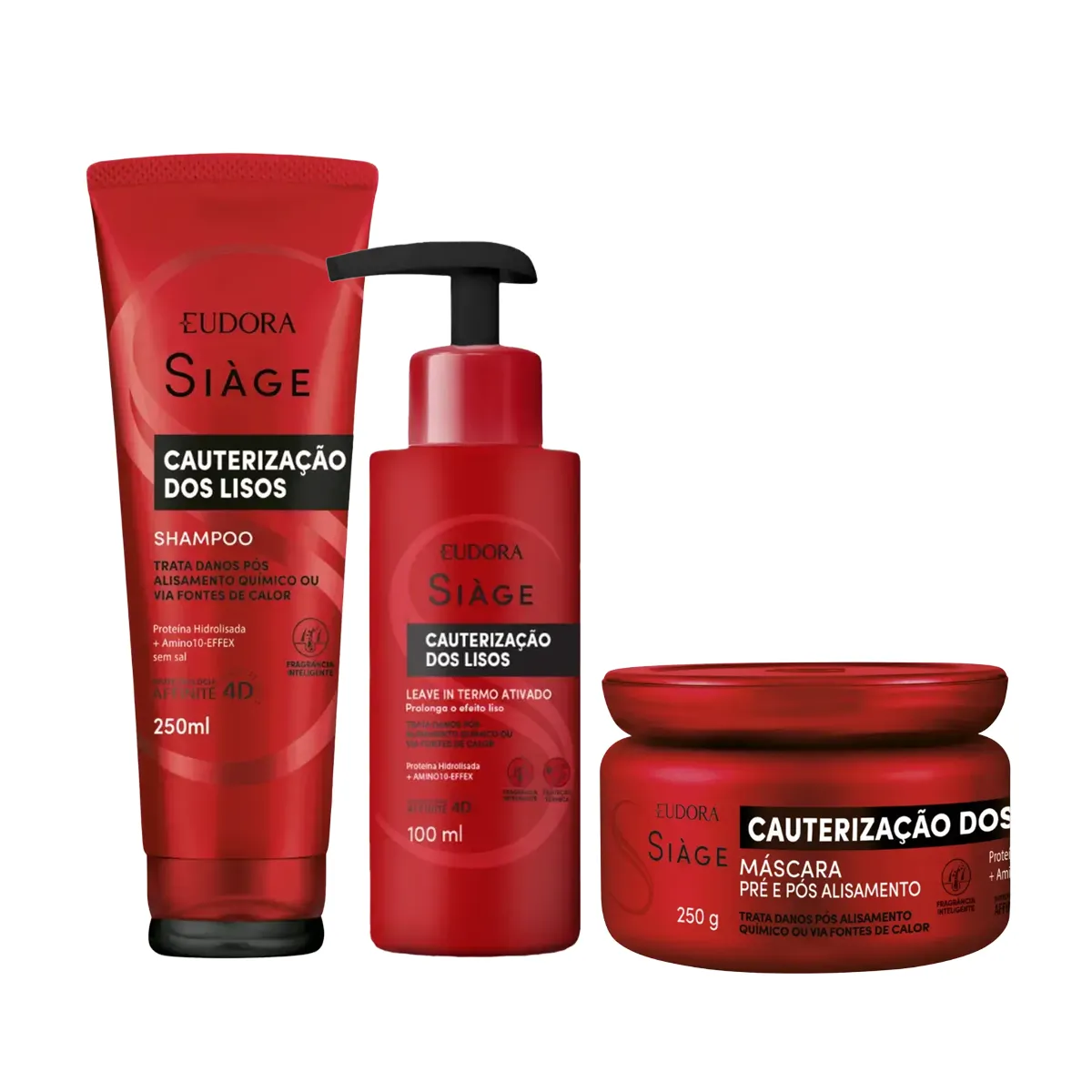 Kit Eudora Siàge Cauterização dos Lisos Shampoo 250ml + Máscara 250ml + Leave-In 100ml — Eudora | Farmácia Resyla