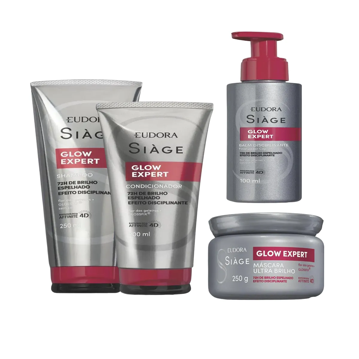 Kit Eudora Siàge Glow Expert Shampoo 250ml+ Condicionador 200ml+ Máscara 250g + Leave-In 100ml — Eudora | Farmácia Resyla