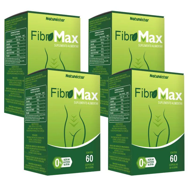 KIT FIBROMAX REDUZ ABSORçãO DE GORDURA DOS ALIMENTOS NATUNECTAR - 4 UNID (240 CáPSULAS) — | Farmácia Resyla