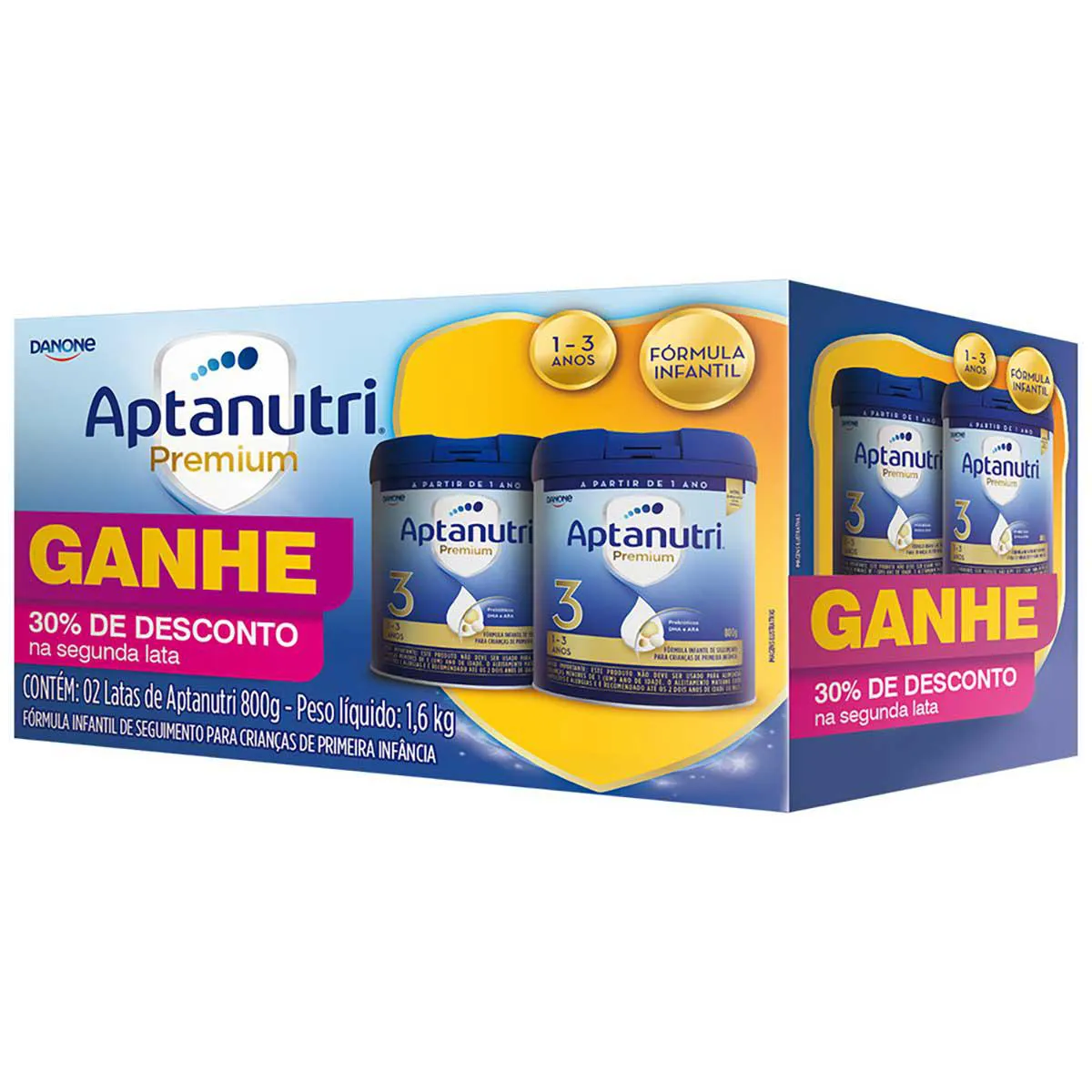 Kit Fórmula Infantil Aptanutri Premium 3 Danone 1 a 3 anos 800g 2 unidades — Aptanutri | Farmácia Resyla