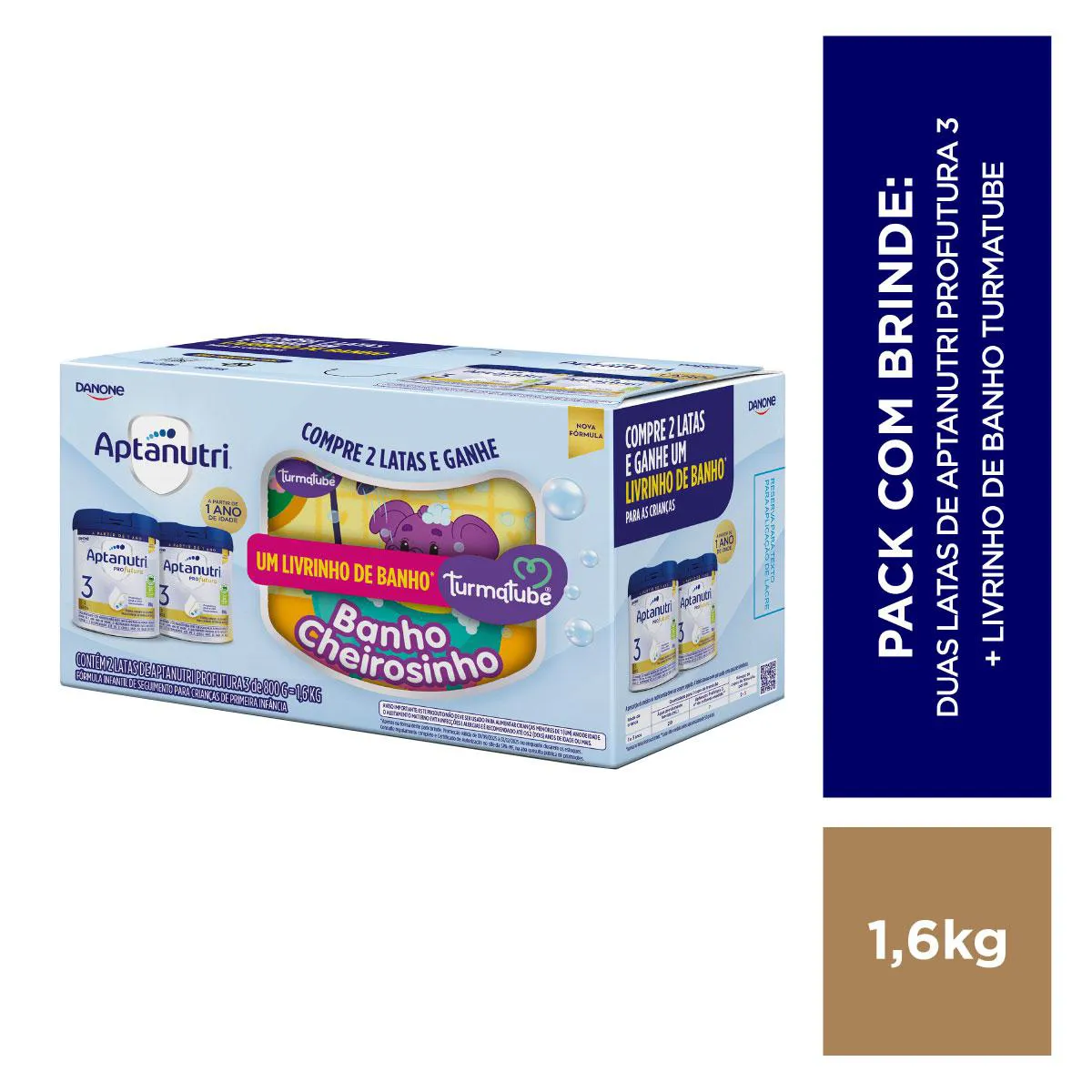 Kit Fórmula Infantil Aptanutri Profutura Danone 1 a 3 anos 800g 2 unidades + Livro Para Banho Turmatube 1 unidade — Aptanutri | Farmácia Resyla
